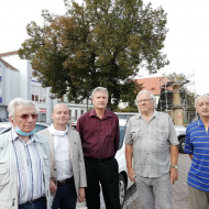 Vedoucí kandidát Zdeněk Štefek společně s Stanislavem Grospičem a Rudolfem Peltánem v Žebráku